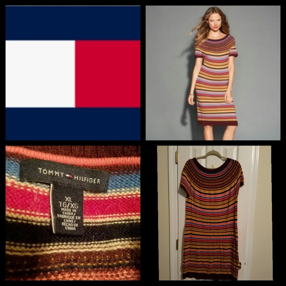 Tommy Hilfiger multi color winter Sweater Dress xl